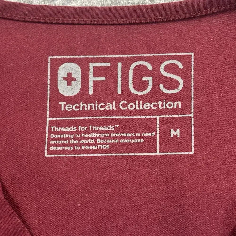 FIGS Catarina One-Pocket Scrub Top Women M Burgundy Maroon V-Neck Style FW1000